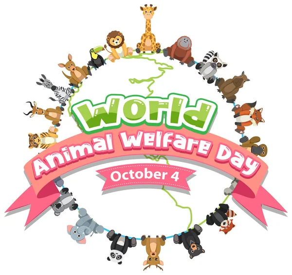 World Animal Welfare Day October Illustration — Archivo Imágenes Vectoriales
