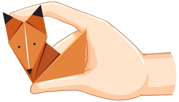 Human Hand Holding Fox Origami Isolated Illustration — Archivo Imágenes Vectoriales