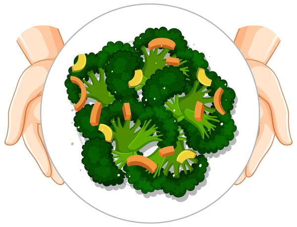 Hands Holding Salad Bowl Illustration — Stock vektor