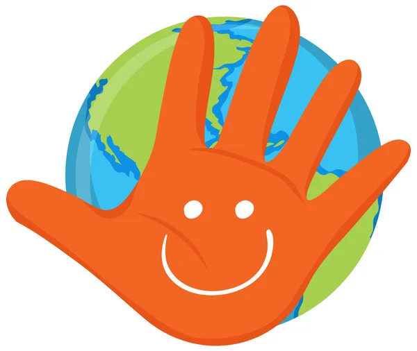 Open Hand Smile Earth Planet Illustration — ストックベクタ