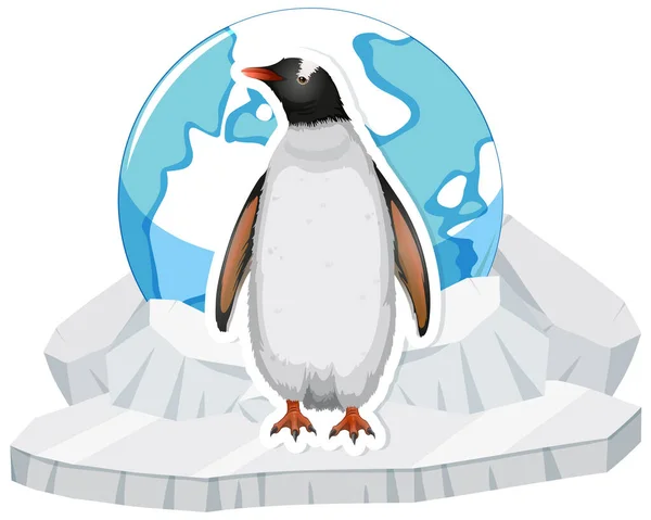 Penguin Standing Ice Sheet Illustration — ストックベクタ
