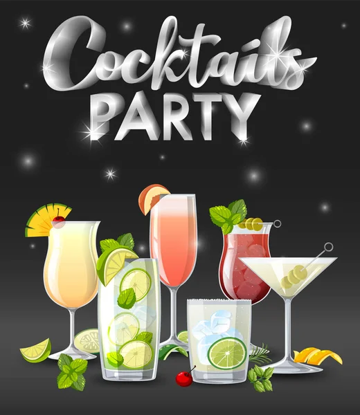 Cocktails Party Funkelnden Hintergrund Illustration — Stockvektor