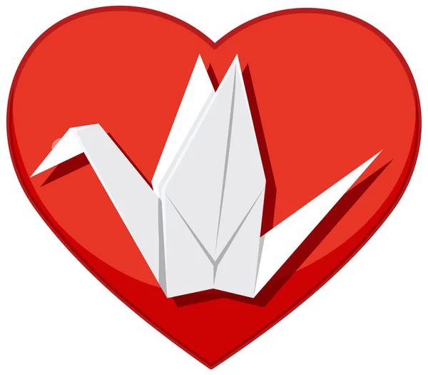 Classic Bird Origami Heart Icon Illustration — Stock Vector