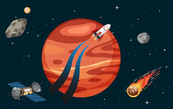 Mars Planet Space Satellite Illustration — Vetor de Stock