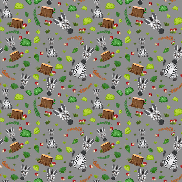 Cute zabra seamless pattern illustration