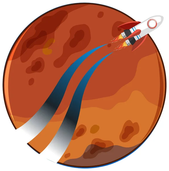 Isolated Mars Planet Rocketship Illustration — Stok Vektör