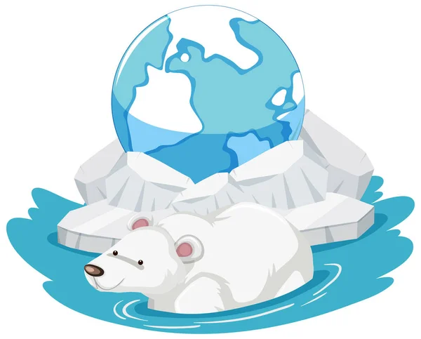 Polar Bear Iceberg White Background Illustration — Vetor de Stock