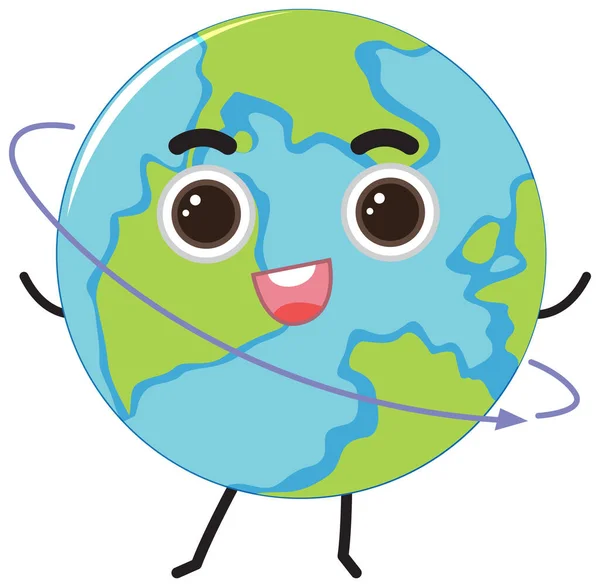 Earth Planet Cartoon Character Illustration — Stock vektor