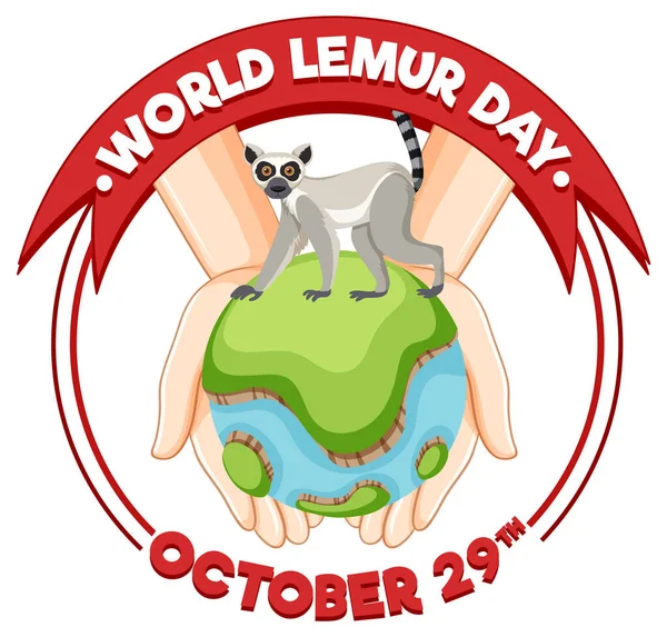 World Lemur Day Banner Design Illustration — ストックベクタ