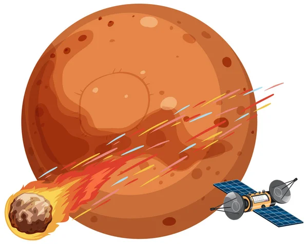 Mars Planet Satellite Illustration — Stockvector