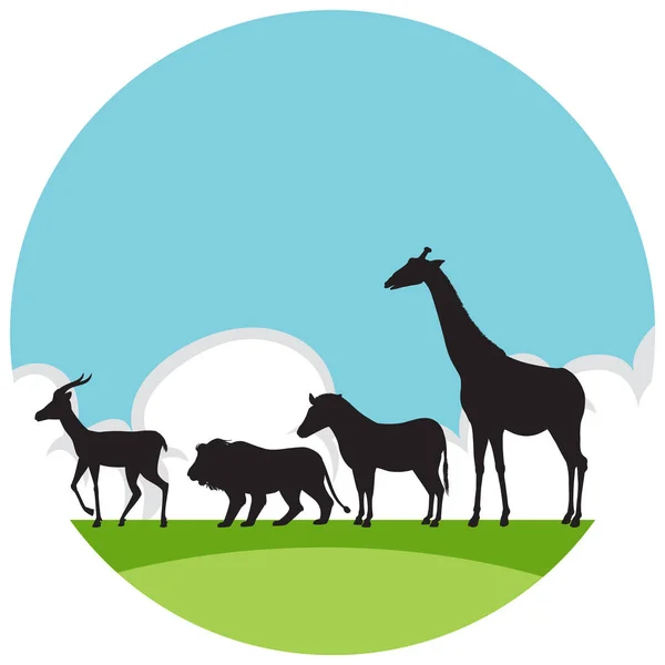 Silhouette Wild Animals Shape Illustration — Image vectorielle