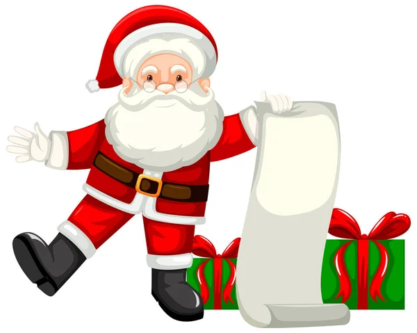 Cute Santa Claus Holding List Paper Illustration — Stockvektor