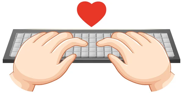 Hands Typing Computer Keyboard Illustration — Stock Vector