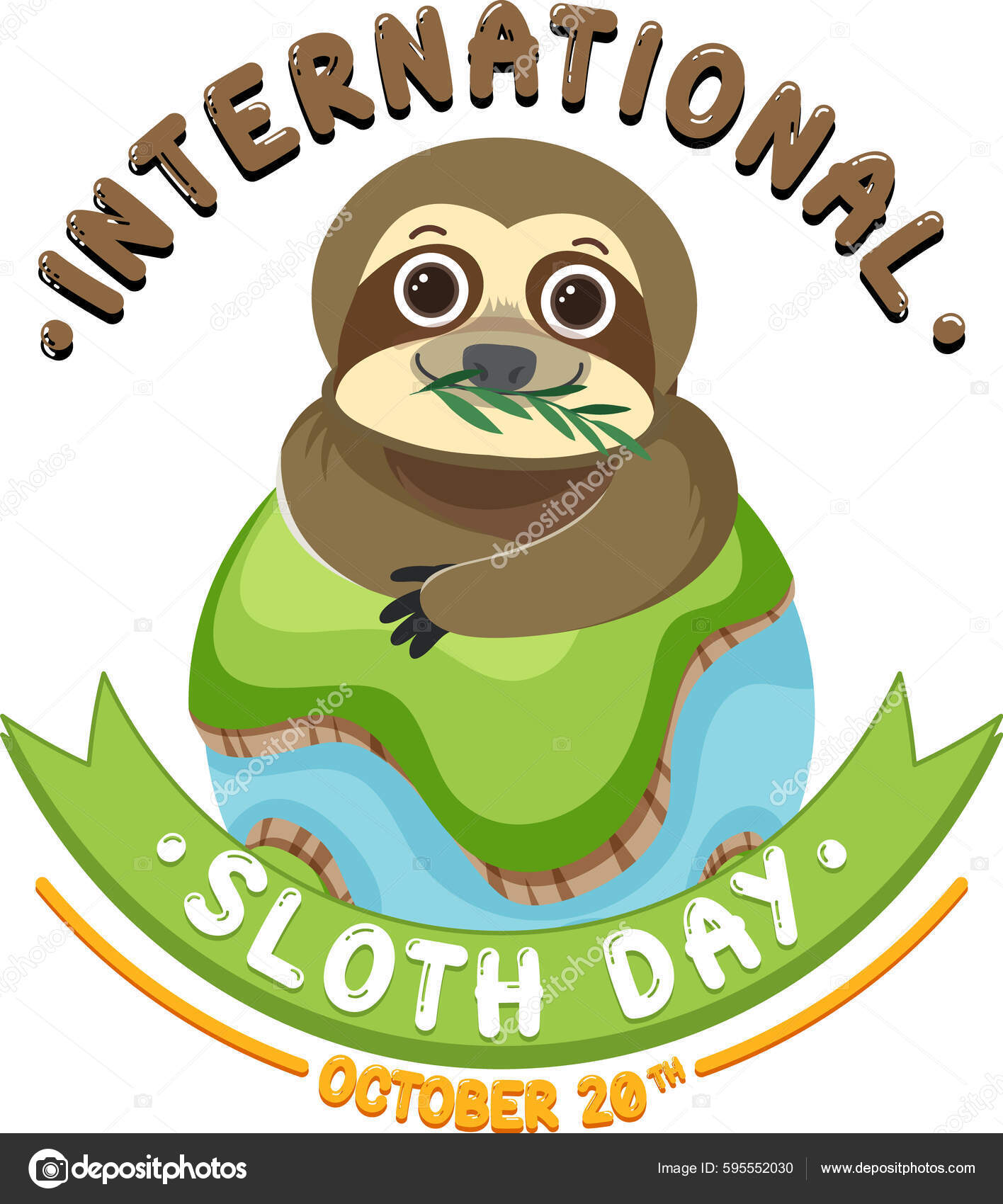 International Sloth Day Banner Concept Vector Illustration Stock Vector
