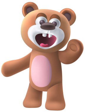 3D cute bear cartoon character illustration