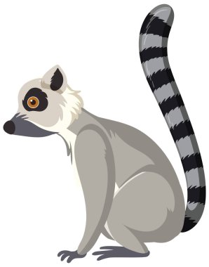 Side view of lemur isolated illustration
