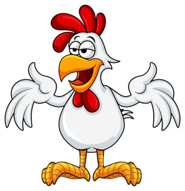 A rooster cartoon character isolated illustration