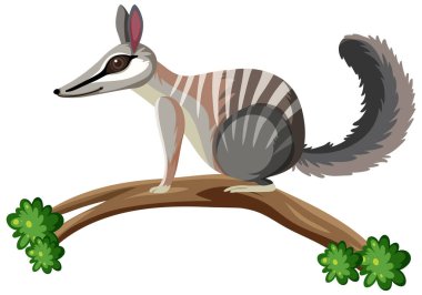 Numbat on tree branch illustration