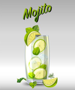 Bardakta mojito kokteyli.