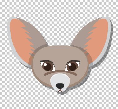 Cute fennec fox head in flat cartoon style illustration