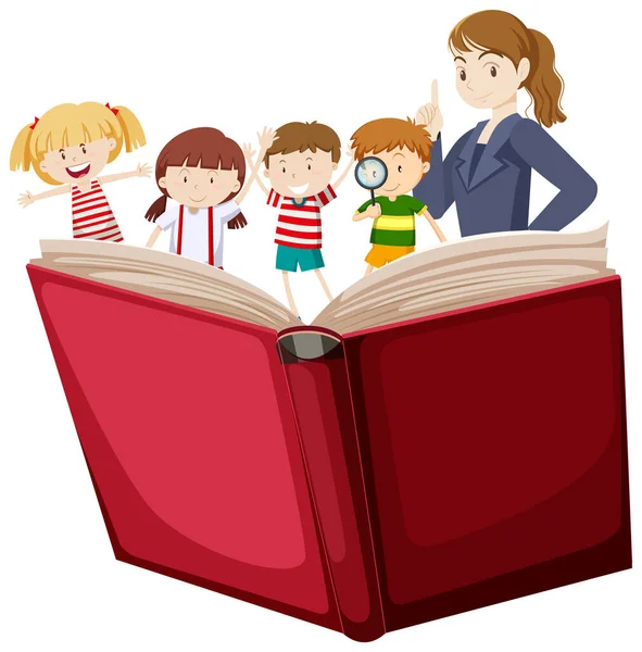 People with opened book illustration