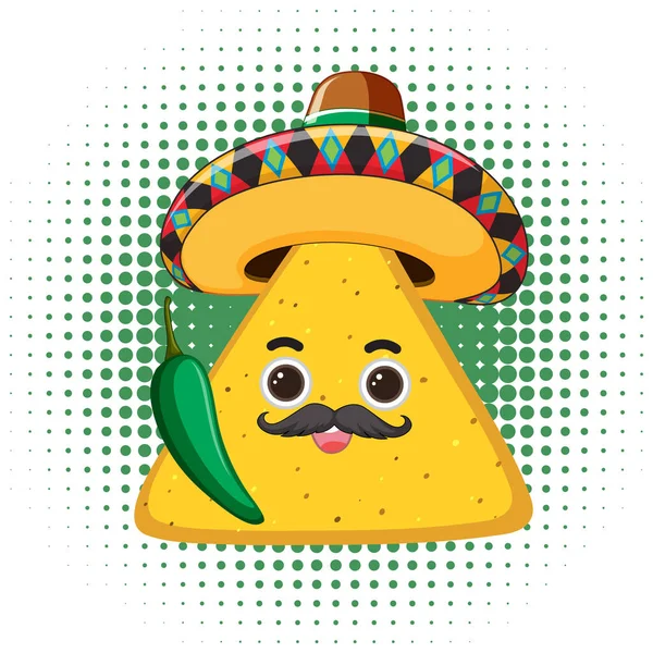 Nochos Mexican Food Cartoon Character Illustration — стоковый вектор