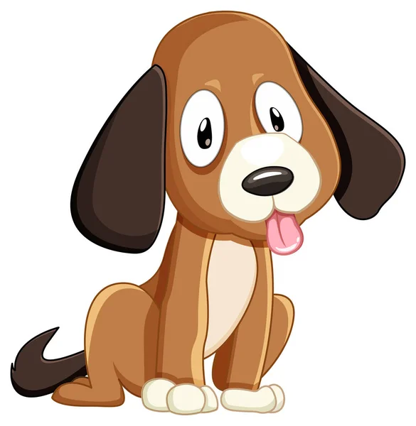 Brown Cute Dog Long Ears Illustration — 스톡 벡터