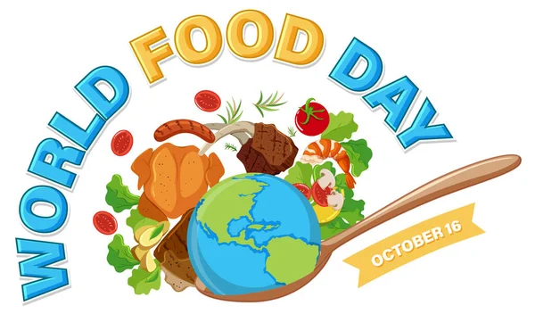 World Food Day Banner Template Illustration — 스톡 벡터