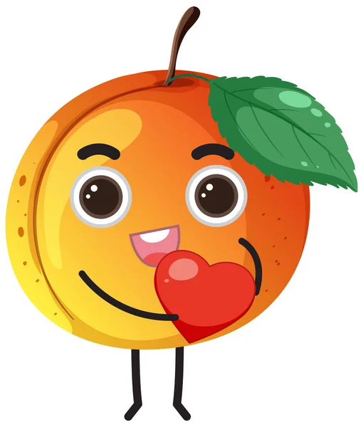 Peach Cute Face Cartoon Character Illustration — Wektor stockowy