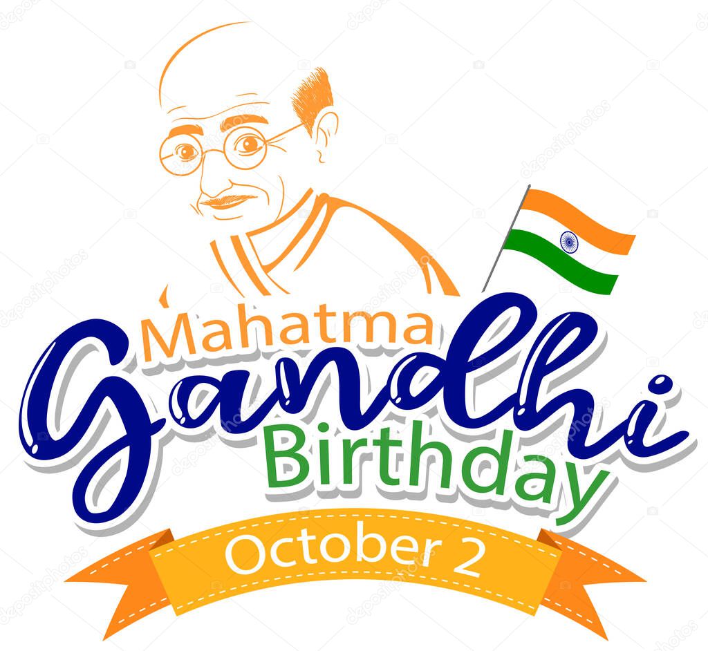 Mahatma Gandhi Birthday Banner Design illustration