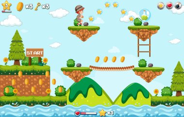 Platform oyun arkaplan şablonu çizimi