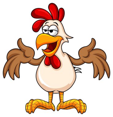 A rooster cartoon character isolated illustration