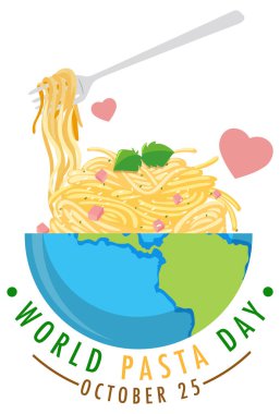 Dünya Makarna Günü Bayrak Tasarımı illüstrasyonu