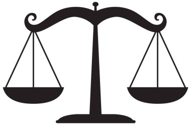 Isolated justice scales symbol on white background illustration