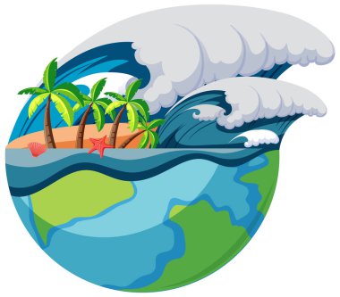 Ocean wave on earth planet isolated illustration
