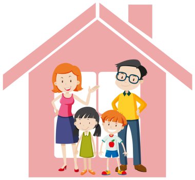 Happy family home icon illustration