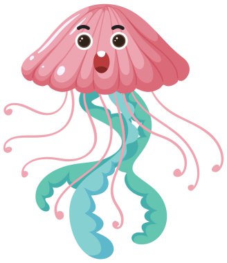 Jellyfish in cartoon style illustration