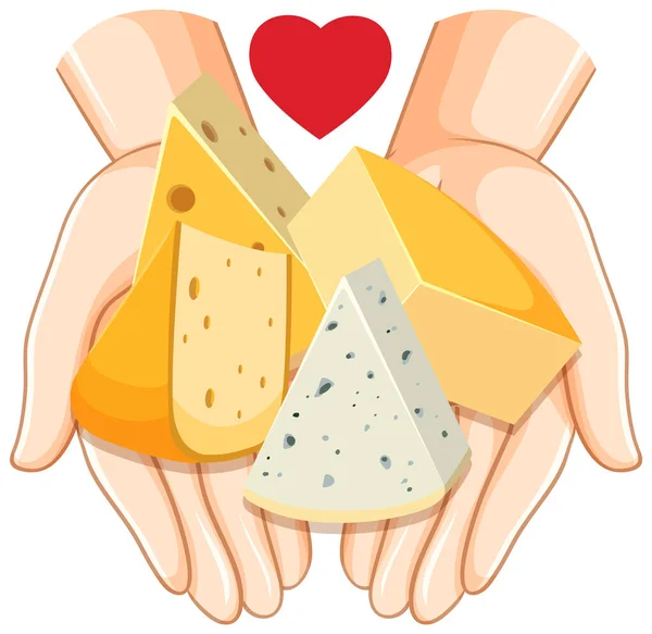 Four Different Cheeses Hand Illustration — Stockvector