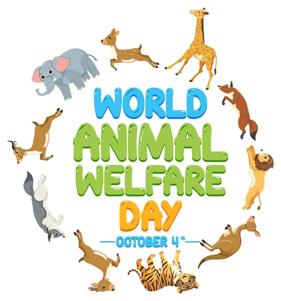 World Animal Welfare Day Concept Vector Illustration — Image vectorielle