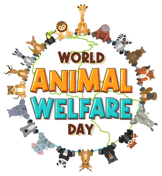 World Animal Welfare Day Poster Illustration —  Vetores de Stock