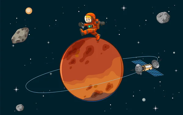 Mars Planet Space Astronaut Illustration — Vetor de Stock