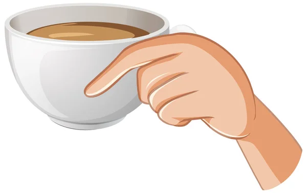 Hand Hält Kaffeetasse Illustration — Stockvektor
