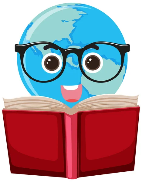 Earth Globe Reading Book Illustration —  Vetores de Stock