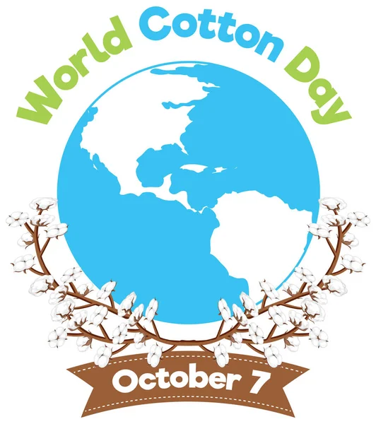 World Cotton Day Banner Template Illustration — Image vectorielle