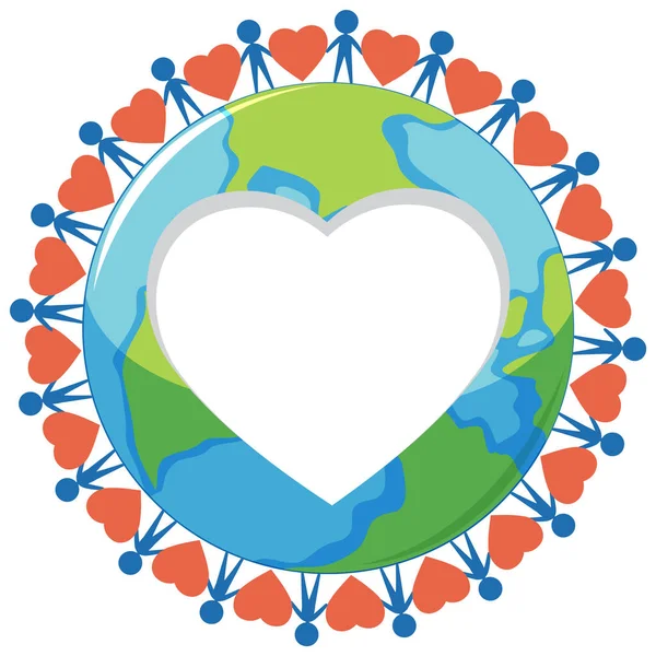 Earth Globe Symbol Heart Illustration — Vettoriale Stock