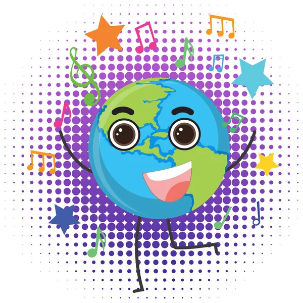 Cute World Planet Cartoon Character Illustration — Vector de stock