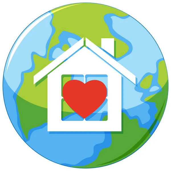 House Icon Earth Isolated Illustration — 图库矢量图片