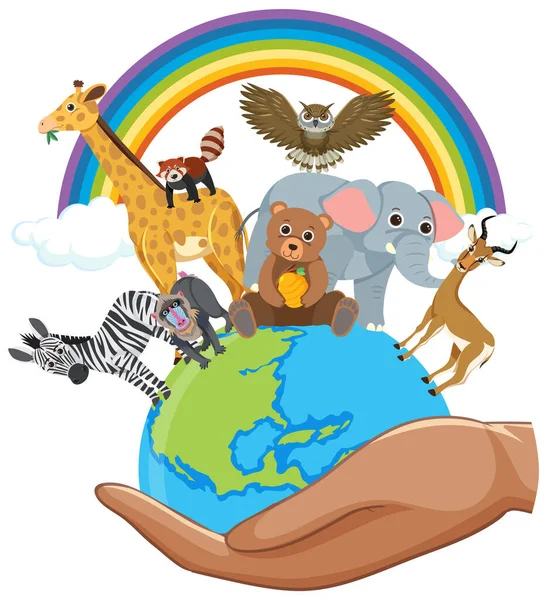 Animals Earth Icon White Background Illustration — Διανυσματικό Αρχείο