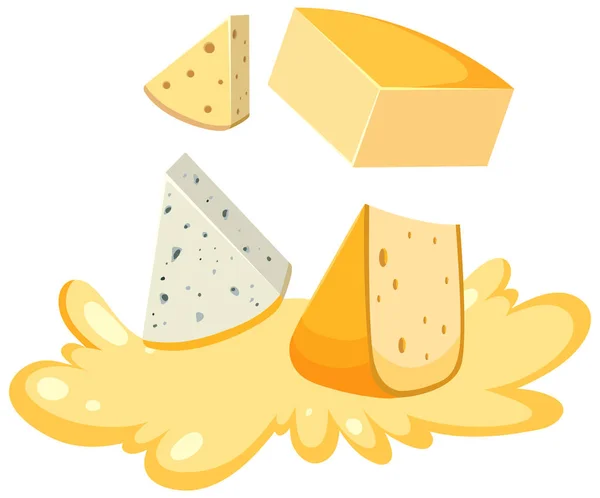 Four Different Cheeses Vector Illustration — Vector de stock