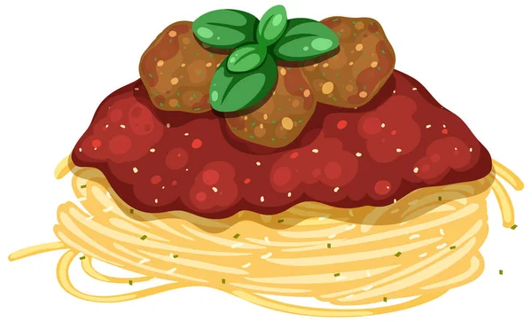 Spaghetti Pasta Bolognese Sauce Illustration — Vetor de Stock